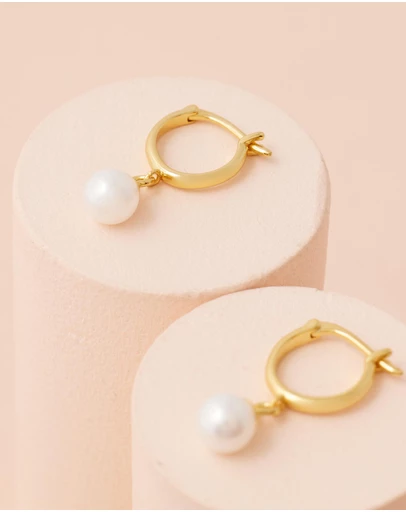 Moira Hughes - The White Label - Petite Pearl Hoops