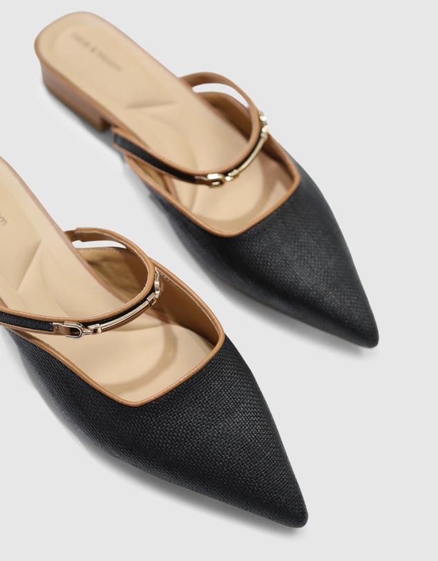 Belle & Bloom - Side by Side Leather Trimmed Flats