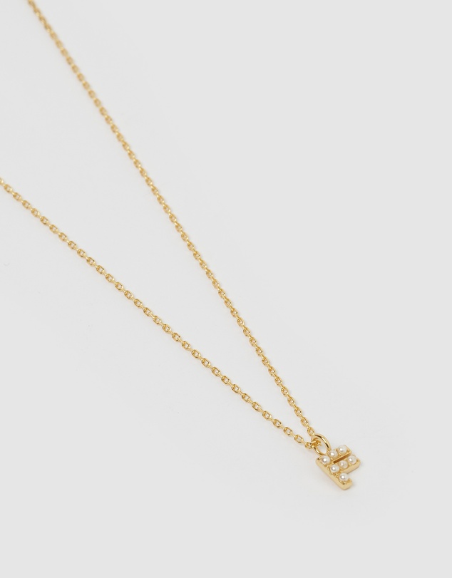 Izoa - Pearl Letter F Necklace Gold