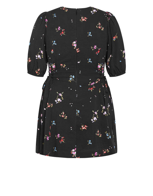 City Chic - Plus size Briella Bouquet Print Mini Dress - black