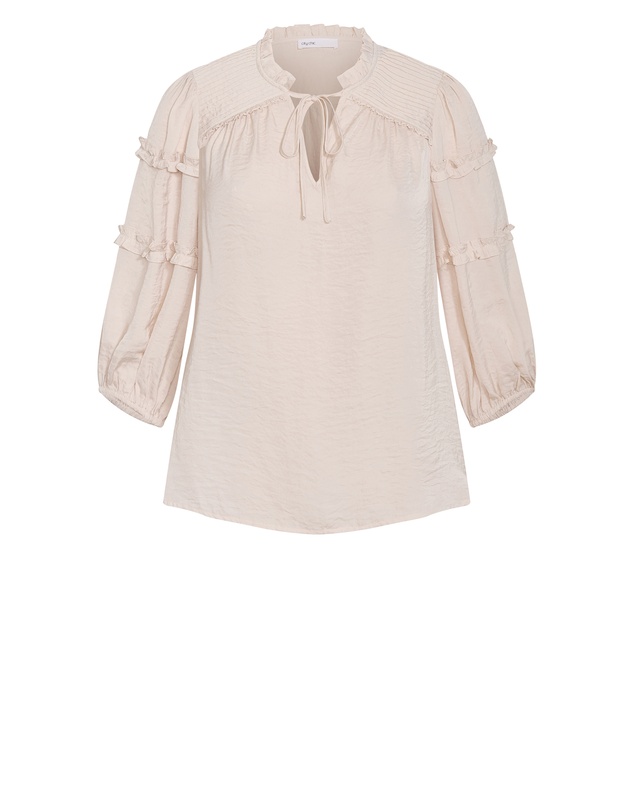 City Chic - Plus size Drama Queen Elbow Sleeve Shirt - porcelain