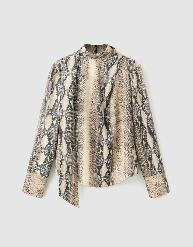M.N.G - Animal-Print Blouse With Scarf