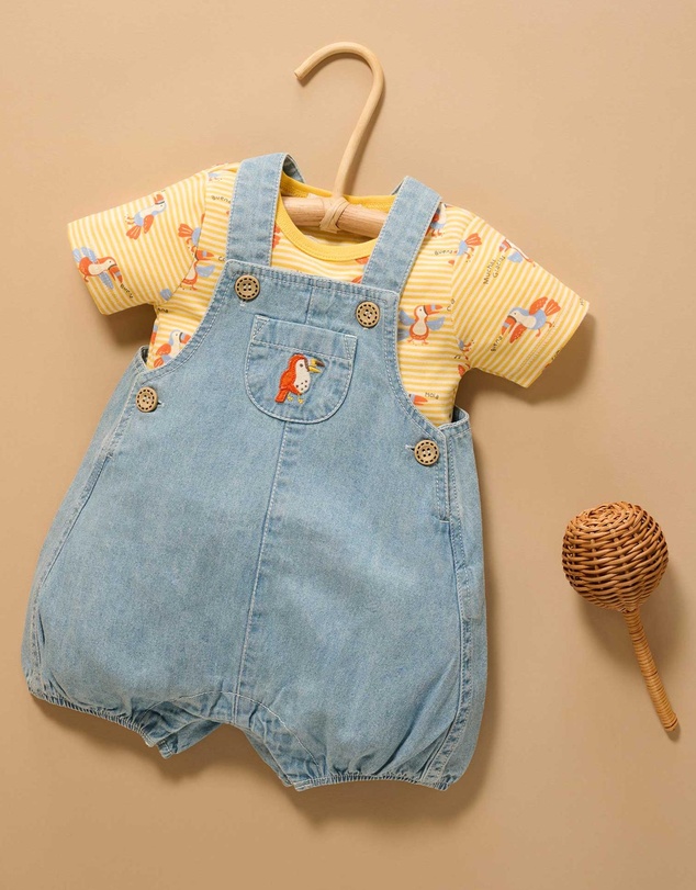 Purebaby - Denim Overall Set -Kids-Babies