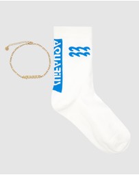 High Heel Jungle - Horoscope Gold Anklet and Sock Set -Aquarius