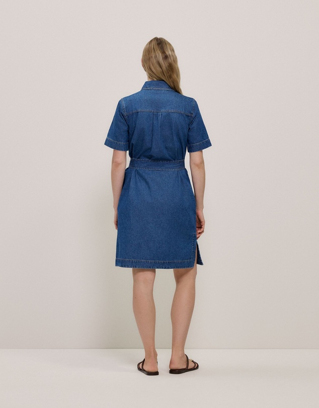 Trenery - Denim Belted Shirt Dress in Mid Blue