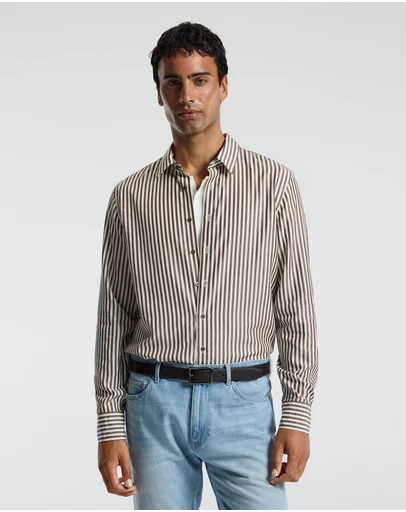 Calibre - Fluid Stripe Shirt Chocolate