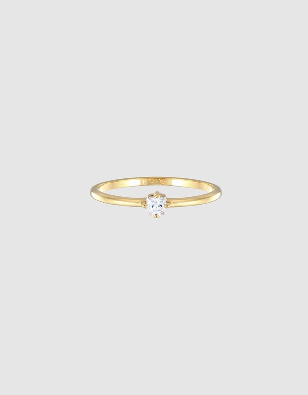 Elli Jewelry - Zirconia Engagement Ring in Gold-Plated 925 Silver