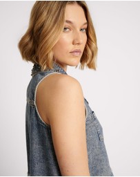 ONE TEASPOON - Dirty Blue Studded Braxton Top
