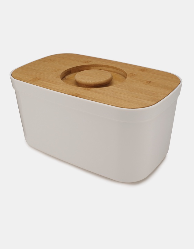 Joseph Joseph - Bread Bin with Bamboo Cutting Board Lid - White