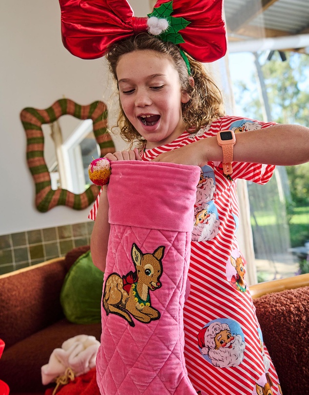 Kip&Co - Christmas Rudolph Embroidered Velvet Stocking - Kids
