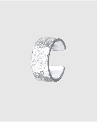 Kuzzoi - ICONIC EXCLUSIVE - Earrings Male Single Hammered 925 Sterling Silver