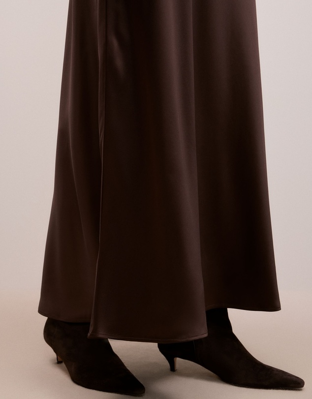 Trenery - Satin Bias Cut Maxi Skirt in Coffee Bean