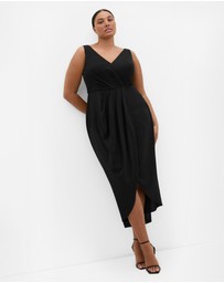 City Chic - Plus size Cherish V Drape Maxi Dress - black