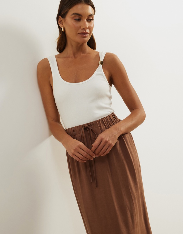 Atmos&Here - Tenley Linen Blend Midi Skirt