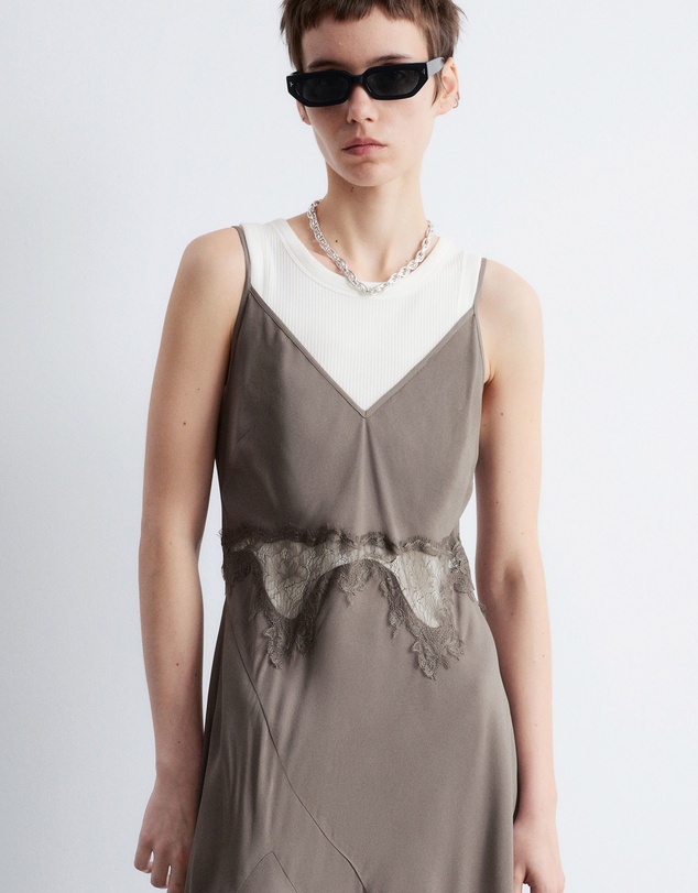 & Other Stories - Asymmetrical Satin Slip Midi Dress