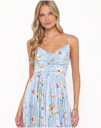 Petal & Pup - Naira Pleated Maxi Dress - Cornflower Blue Floral