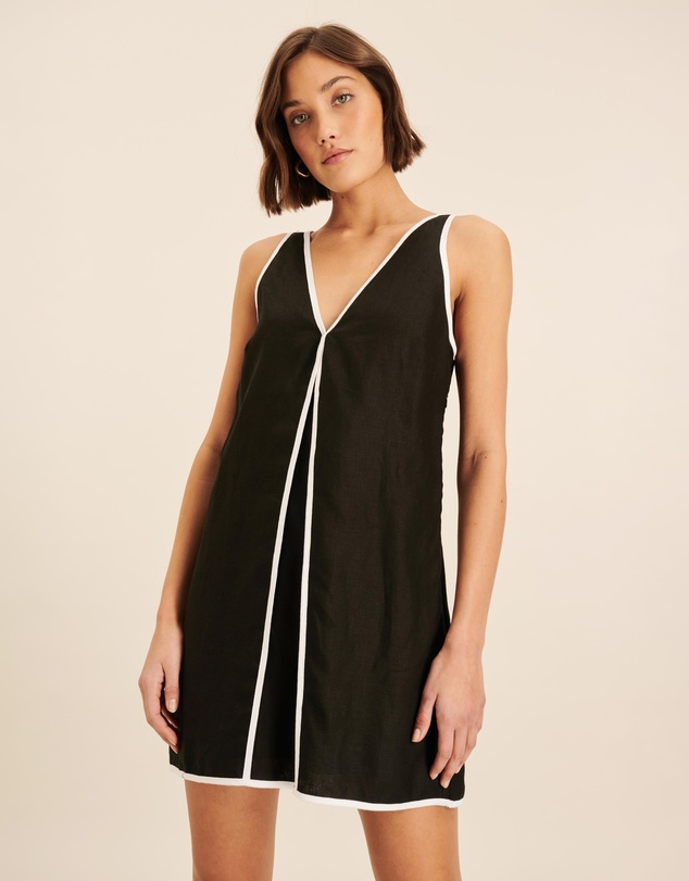 AERE - Zena Linen Contrast Mini Slip Dress