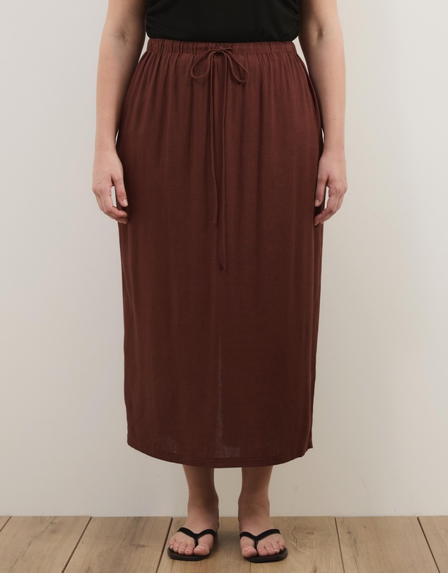 Atmos&Here Curvy - Tenley Linen Blend Midi Skirt