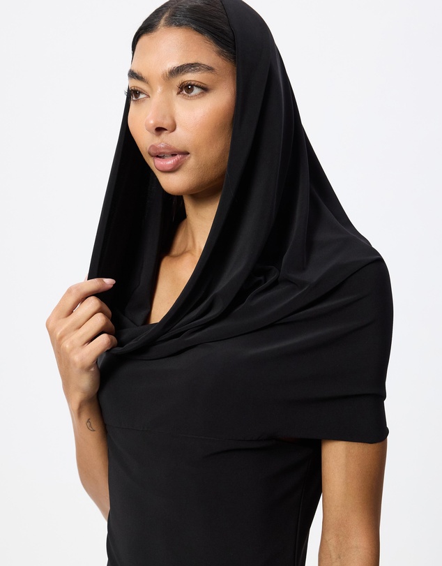 Norma Kamali - Sleeveless Cowl Neck Hooded Flared Dress To Midcalf