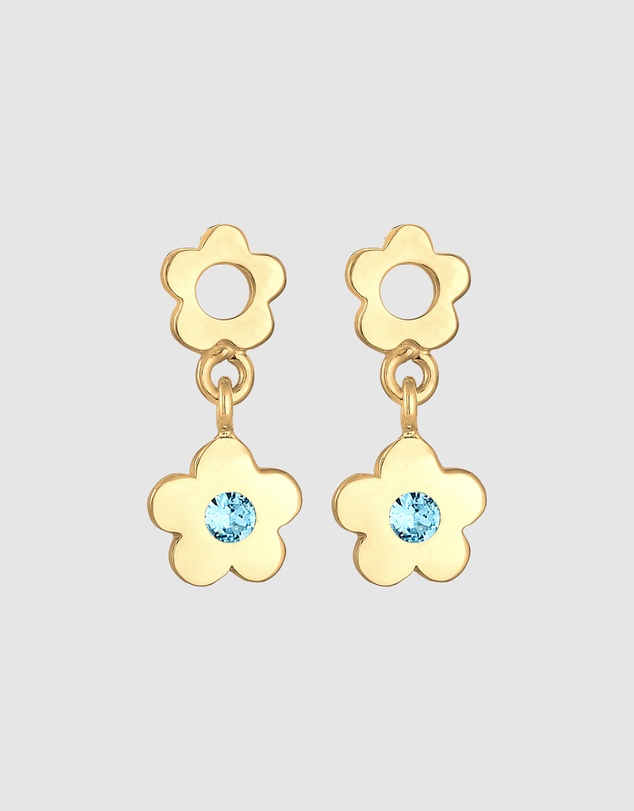 Elli Jewelry - Crystal Floral Kids Stud Earrings in Gold-Plated 925 Silver