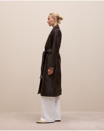 Trenery - Leather Trench Coat in Coffee Bean