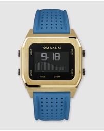 Maxum - Raglan Tide Watch – Gold Case, Black Dial & Blue Silicone Strap