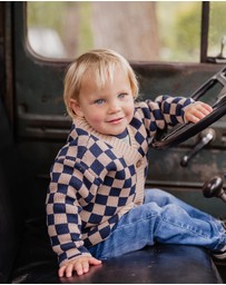 Fox & Finch - Wild Side Check Knitted Cardigan 3-7 Yrs