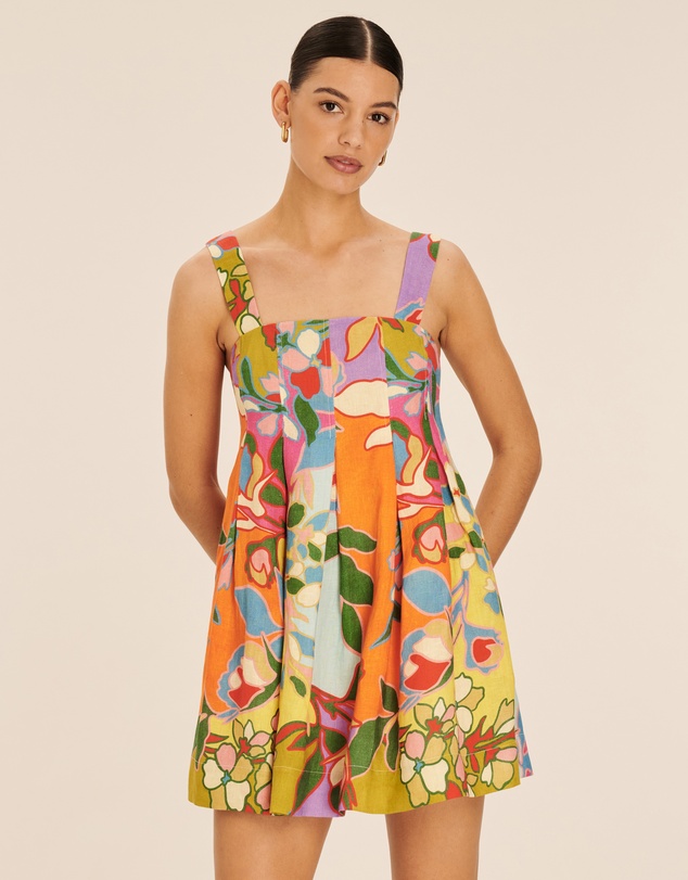 AERE - Linen Pleat Detail Mini Dress