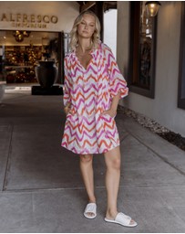ALEXANDRA - Tobias Dress Pink Orange Zig Zag