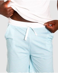 Sant And Abel - Men's Sky Blue Jersey Stripe Sleep Shorts
