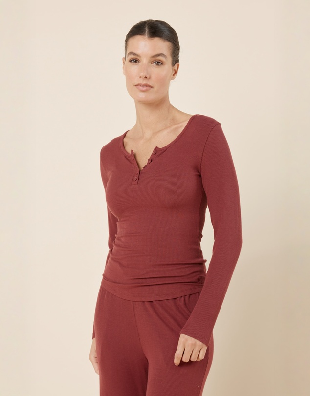 Gingerlilly - Lille Ribbed Long Sleeve Henley Top
