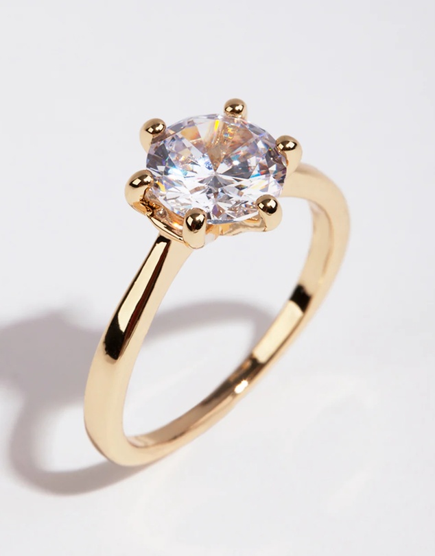 Lovisa - Gold Plated Round Cubic Zirconia Ring