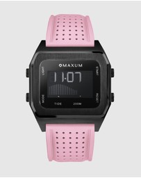 Maxum - Raglan Tide Watch – Black Case, Black Dial & Pink Silicone Strap