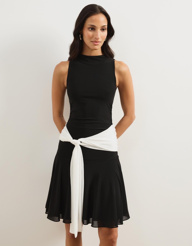 Atmos&Here - Leona Contrast Mesh Mini Dress