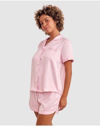 Bras N Things - Liquid Satin Short Sleeve Top - Light Pink