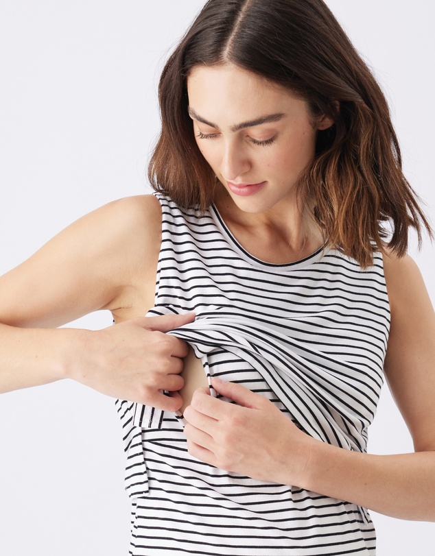 Ripe Maternity - Stripe Layered Nursing Tank