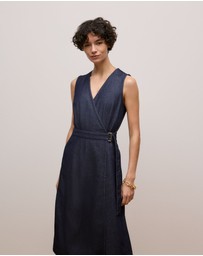 Trenery - Denim Sleeveless Wrap Dress in Indigo Rinse