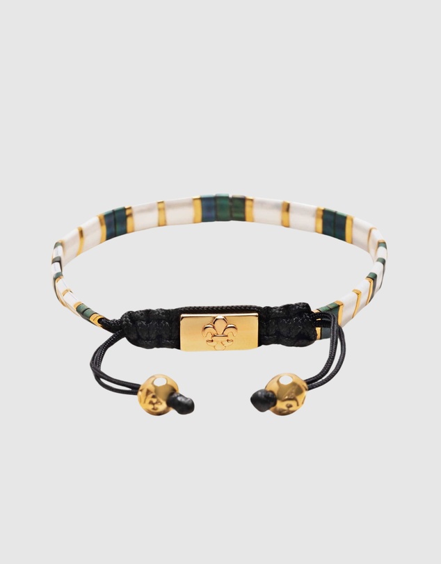 Nialaya Jewellery - Women's Bracelet with White, Patina Green and Gold Miyuki Tila Beads
