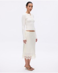 Minima Esenciales - Rosalie Lace Detail Midi Skirt