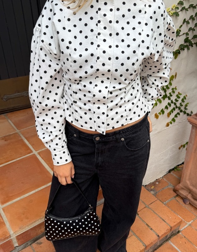 Beginning Boutique - Front Page White Polka Dot Jacket