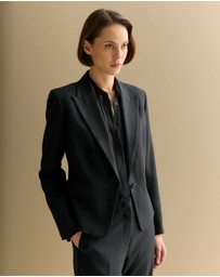 Trenery - Single Breasted Cropped Blazer in Black