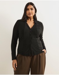 Atmos&Here Curvy - Willa Long Sleeve Mesh Shirt