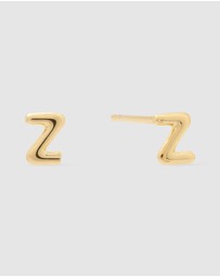 Wanderlust + Co - Alphabet Bubble Gold Stud Earrings - Letter Z