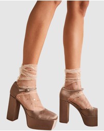 High Heel Jungle - Starry Sky Tulle Socks - Nude