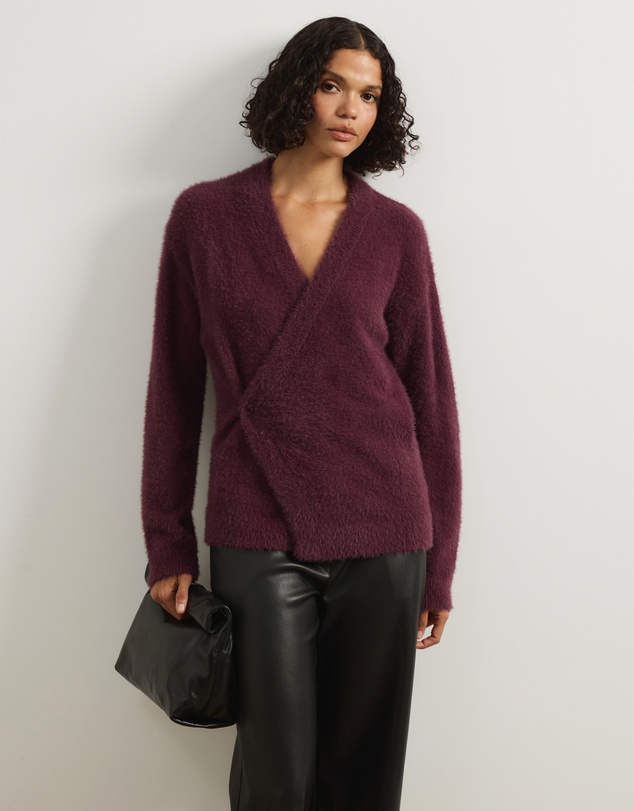 Atmos&Here - Cara Asymmetric Buttoned Knit Cardigan
