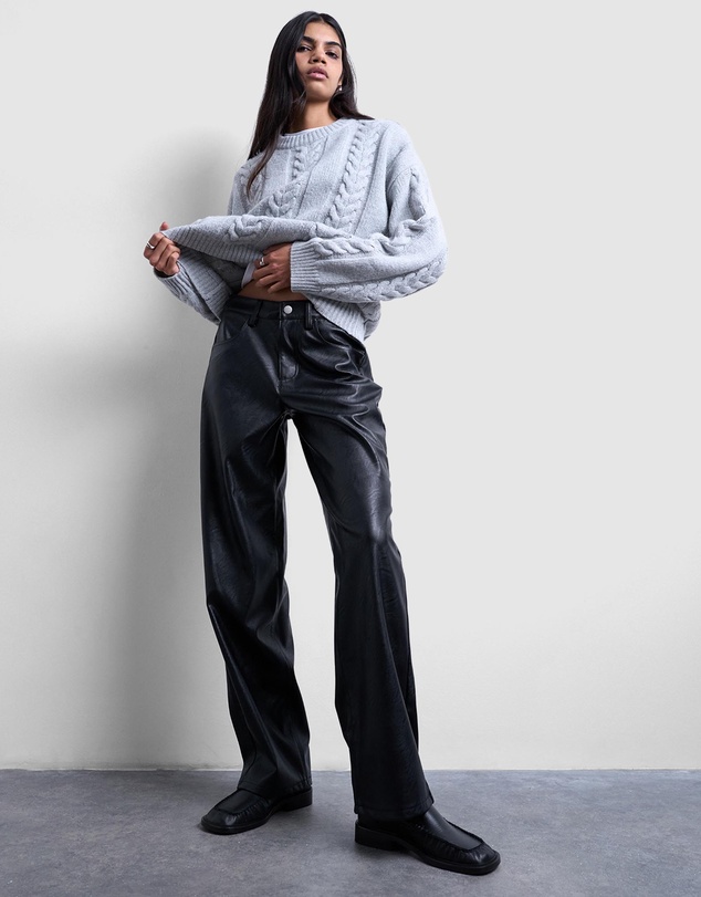 TOPSHOP - Faux Leather Cinch Trousers
