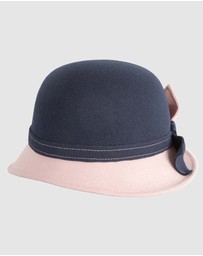 Max Alexander - Winter Felt Navy/Pink Cloche Hat