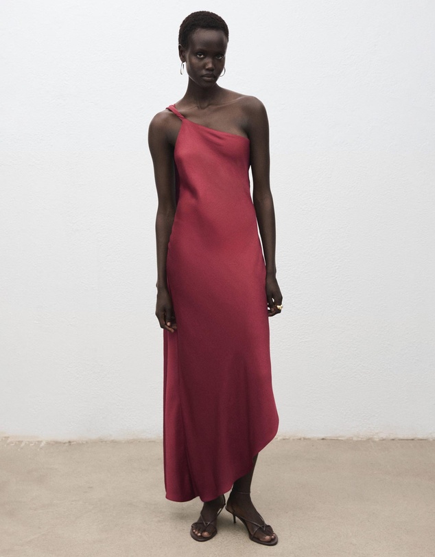 M.N.G - Asymmetrical Satin Dress