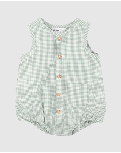 Bebe by Minihaha - Scout Check Button Up Bodysuit - Babies