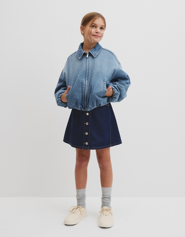 Country Road - Teen Denim Pleated Bomber